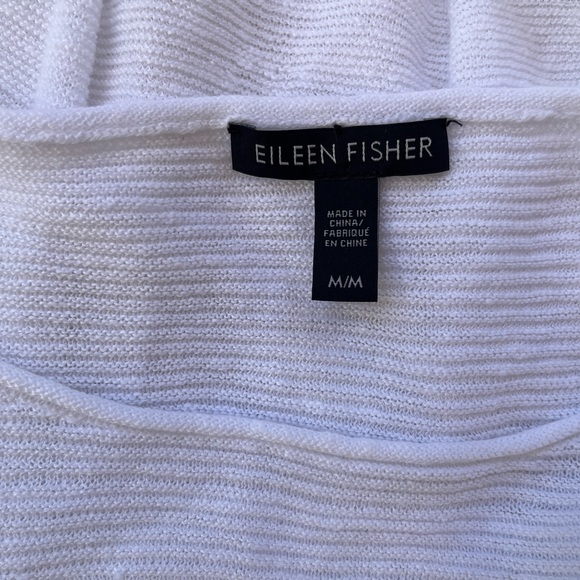 EILEEN FISHER 100% Organic Cotton Top Knit Sweater Solid White Short Sleeve M - Picture 13 of 14